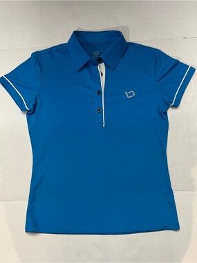 Women’s Short Sleeve Polo Style Golf Top  Blue - Long Ball Active Wear